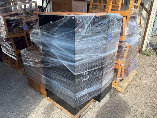 1 Pallet w/ Filing Cabinets, Wooden Stand, 1 TV
