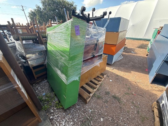 Pallet w/ Bookcase, Metal Desk w/ Drawers, (2) Rolling Office Chairs, Student Desk, etc.