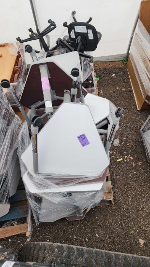 2 Pallets w/ White Rolling Tables, Rolling Chairs