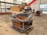 1 Pallet of Group of Desks, Yellow Student Chairs, Wooden Chairs, (1) Rolling Table
