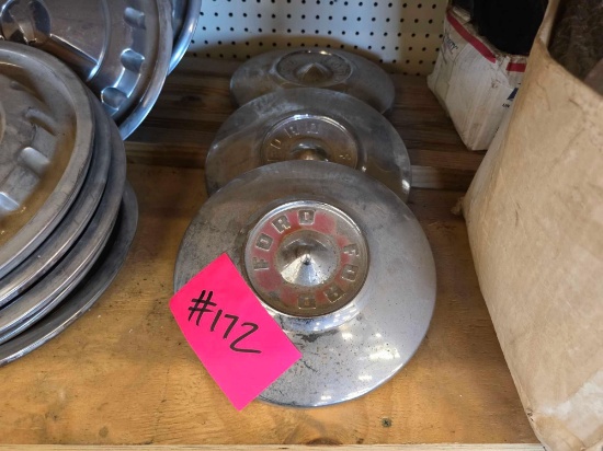 (3) Vintage Mid-1950s Ford "Dog Dish" Hubcaps