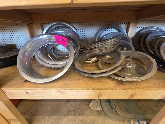 Group of Rally Wheel Trim Rings, (1) Rally Wheel Center Cap