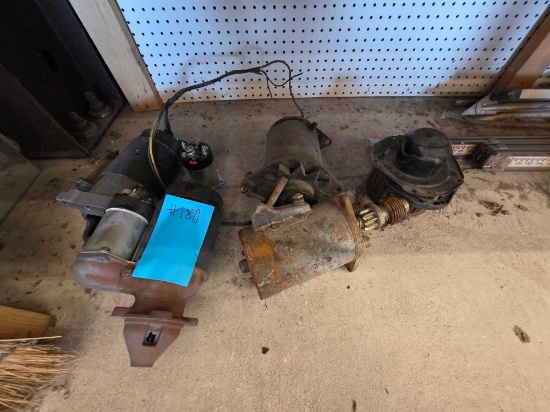 Starter motor w/solenoid, a rusted starter-generator, small DC electric motor or auxiliary unit.