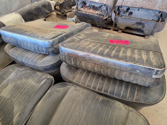 (2) Vintage Black Vinyl Front Bucket Seats w/Vertical Pleats