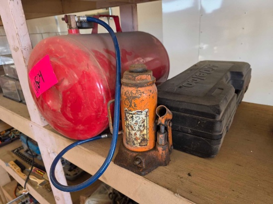 (1)Horizontal Portable Air Tank, (1) Hydraulic Bottle Jack, (1) ACDelco Hydraulic Floor/Trolley Jack