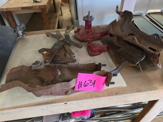 Vintage Water Pump and Assorted Automotive Brackets/Linkages
