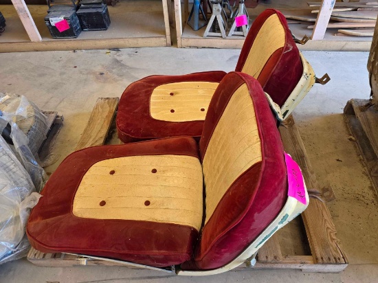 Pair of Vintage Two-Tone Cloth Automotive Bucket Seats