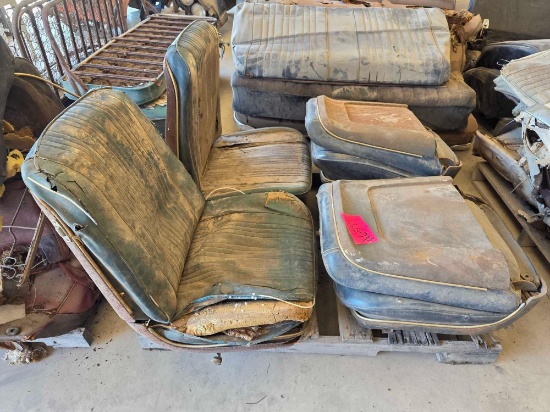 (2) Vintage Green Vinyl Front Seats, (2) Vintage Blue Vinyl Front Seats