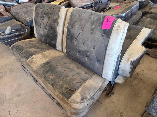 Pallet w/Vintage Black and White Vinyl Button-Tufted Split-Back Bench Seats