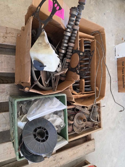 Crate w/Assorted Vintage Automotive Mechanical Parts
