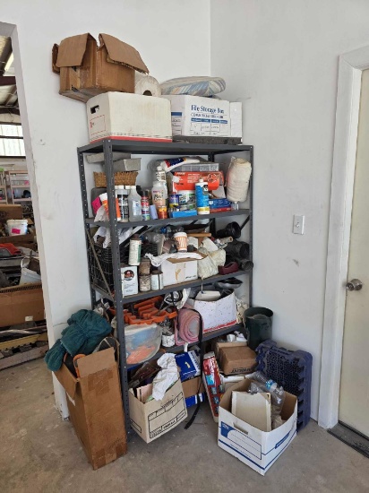 Metal Storage Shelf w/Assorted Shop Supplies and Parts
