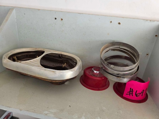 (1) Vintage Dual-Round Headlight Bezel, (2) Red Taillights, Headlight Retaining Rings