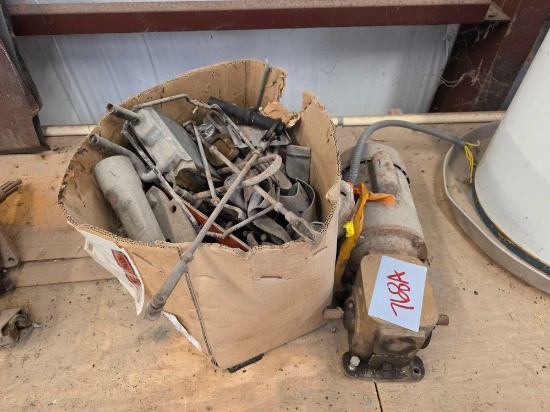 Box of Threaded Rods, Brackets, Linkages, Small Finned Core Component, (1) Industrial Gearmotor Unit