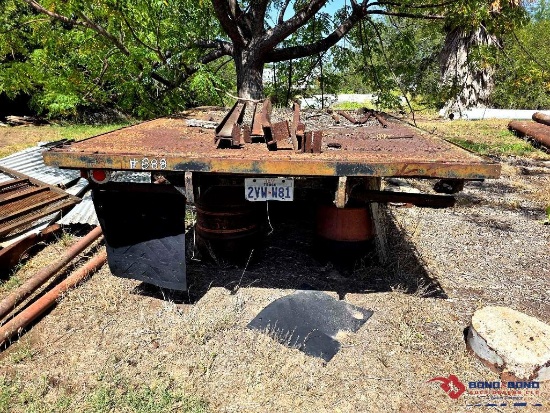 Group of Metal Barrels, Steel Flatbed Trailer Deck