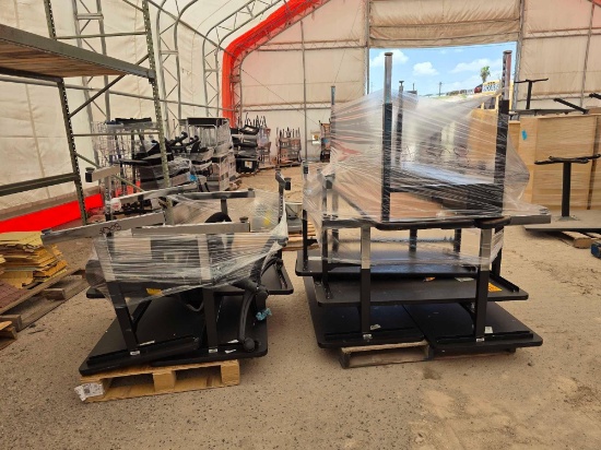 (2) Pallets w/Classroom Computer Tables, (1) Rolling Office Chair