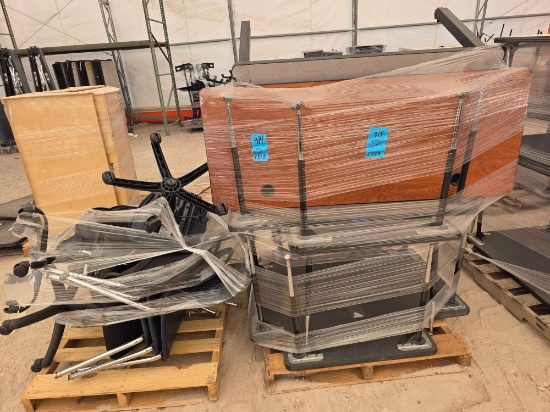 (2) Pallets w/Classroom Tables, Office Rolling Chairs
