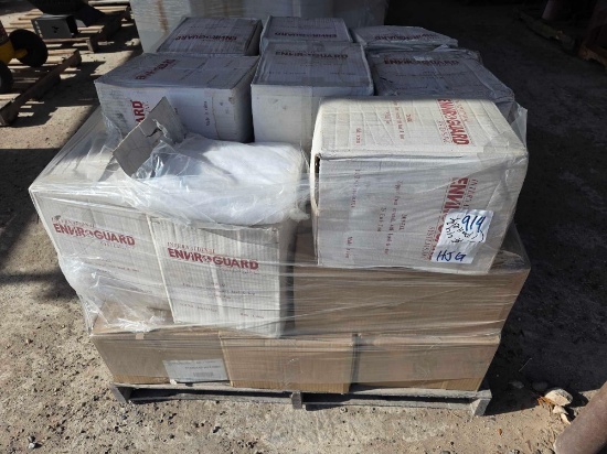Pallet w/ Boxes of Varies Sized Front Zipper Coveralls w/Hood and Boot and Extra Thick Wax w/ Flange