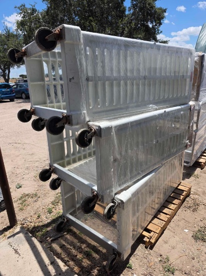 Pallet w/ (3) Rubbermaid Rolling Food Racks