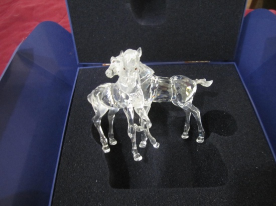 2 Swarovski Crystal Horses Made In Austria In Box