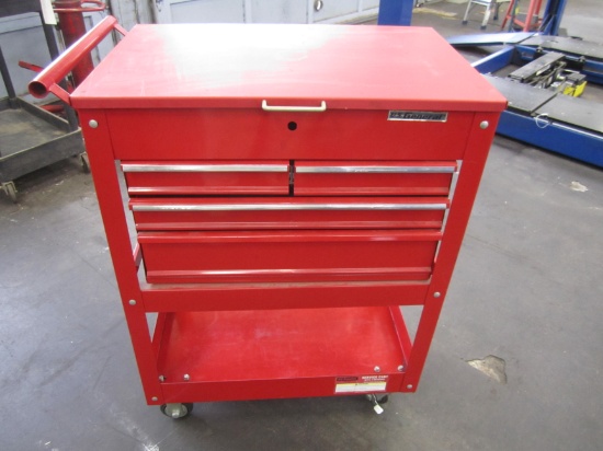 US GENERAL RED 4 DRAWER ROLL CART