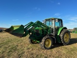 JD 7230 MFWD, CAB, DSL, POWER QUAD TRANS, LEFT HAND REVERSER, SELLS W/ JD 673 LOADER, 3-SETS REMOTES