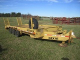 DIXIE 9-TON STEEL TRAILER, 17’ + 3’ DOVE, STEEL RAMPS, TRI-AXLE