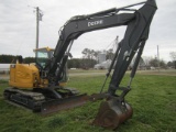 JD 85G MINI EXCAVATOR, CAB, DSL, HYDRAULIC BLADE, RUBBER TRACKS, HYDRAULIC THUMB