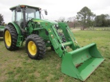 JD 6115D TRACTOR, MFWD, CAB, SELLS WITH H310 LOADER; 917HOURS, SN:1T06115DLDM050888