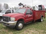 2002 FORD F-550 SERVICE TRUCK, 7.3 DSL ENGINE, 6 SPD TRANSMISSION, 11' IMT UTILITY BODY, LINCOLN 250
