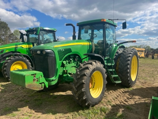 JD 8320 MFWD, CAB, DSL, POWERSHIFT TRANS, 4 SETS REMOTES, WEIGHTS, QUICK HITCH; 10,819HRS; SN:RW8320