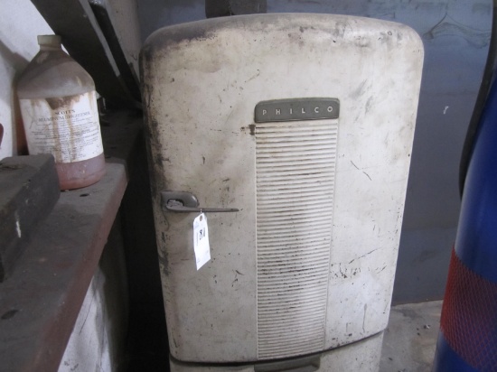 OLD PHILCO REFRIGERATOR WITH WELDING RODS