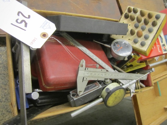 BOX OF MISC GAUGES & TOOLS
