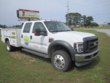 2008 FORD F450, CREW CAB, WITH SERVICE BODY, POWER STROKE DIESEL ENGINE, AUTO TRANSMISSION; 181,800