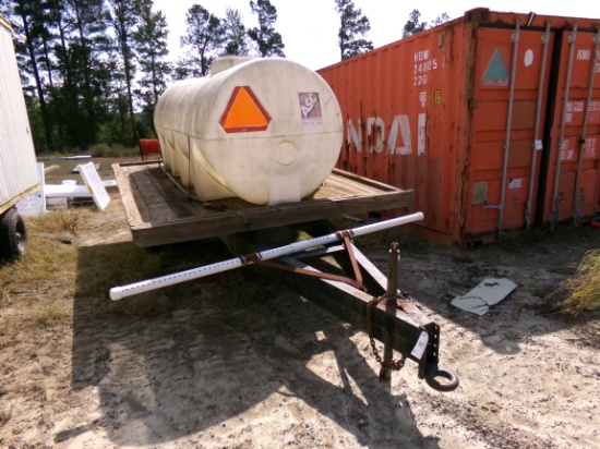 12' X 8' TRAILER W/1000GAL POLY TANK, SINGLE AXLE, DUAL WHEEL, PINTOL HITCH