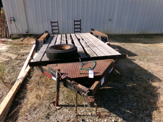 UTILITY TRAILER, 15FT TANDEM AXLE, 3' DOV, 76" WIDE, BALL HITCH, STEEL RAMP