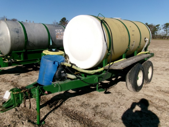 REDDICK 1000 GAL NURSE TANK, FIBERGLASS, TANDEM AXLE, MOTOR