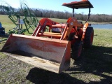 KUBOTA L4400 TRACTOR, MFWD, CANOPY, DSL ENGINE, SELLS WITH LOADER, 967 HRS