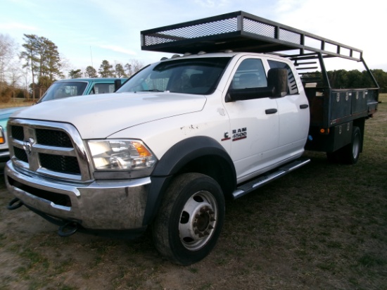 2013 DODGE 4300 CREWCAB, CUMMINGS DIESEL ENGINE, 12' STEEL BED, 194,337 MILES