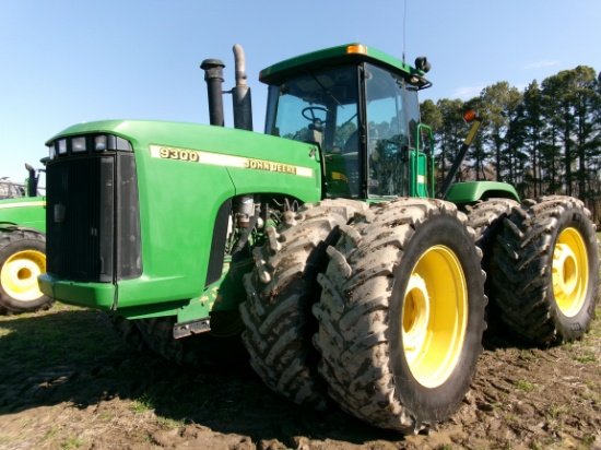 JD 9300 DSL, CAB, QUAD RANGE TRANS, MFWD, DUALS FRONT & REAR, 4 REMOTES, WHEEL WEIGHTS, 7057 HRS, SN