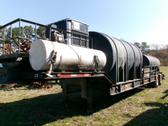 1973 TRANSPORT WATER TANKER TRAILER, WITH 3500 GAL POLY TANK, 1600 GAL POLY TANK & ALUM DSL FUEL TAN