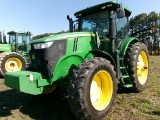 JD 7200R DSL, CAB, POWER QUAD TRANS WITH E-RANGE, LEFT HAND REVERSER MFWD, 4 REMOTES, QUICK HITCH, W