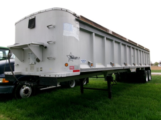 1992 TRAILSTAR 38’ ALUMINUM FRAMELESS DUMP TRAILER, ROLLOVER COVER