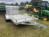2023 CARRY-ON ALUMINUM TRAILER, 12’ x 6’ 6”, SINGLE AXLE, FOLD DOWN RAMP, 2” BALL.  USED VERY LITTLE
