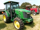 JD 5100E CAB DIESEL, MFWD, 3 REMOTES, LEFT HAND REVERSER, LOADER READY, 7702 HOURS, NEW RUBBER, SN: 
