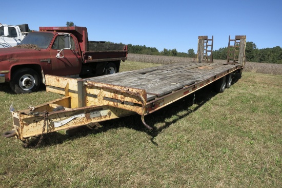 1998 ECONOLINE TRAILER, 29' W/ RAMPS, DUAL TANDEM AXLE, PINTOL HITCH