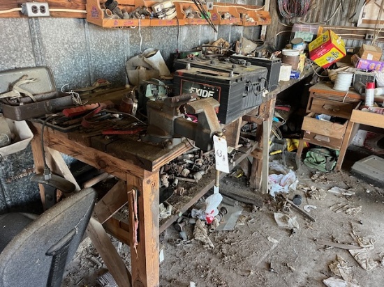 BENCH DESK AND CONTENTS