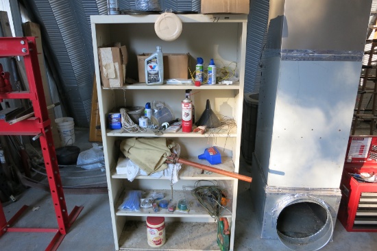 STEEL SHELF AND CONTENTS