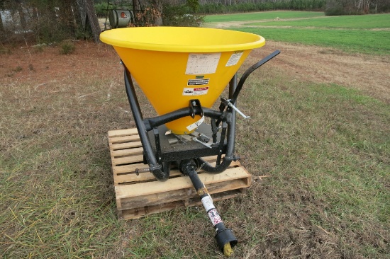 FRONTIER PLASTIC FERTILIZER SPREADER, 3 PT (USED ONCE)