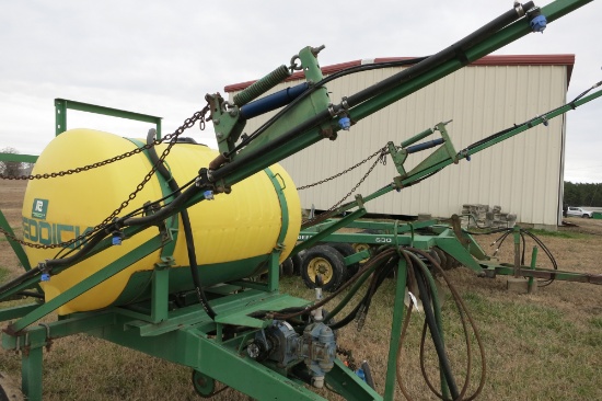 REDDICK 300 GAL SPRAYER, GROUND DRIVEN, JOHN BLUE PUMP, FOAM MARKERS, 30' BOOMS, TRAIL TYPE