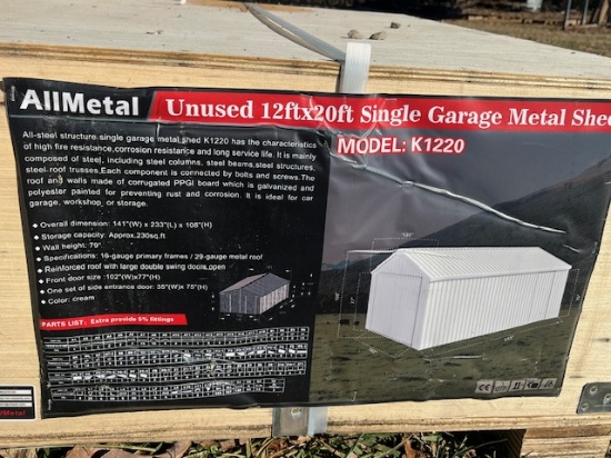 ALL METAL 12’ x 20’ GARAGE SHED NEW